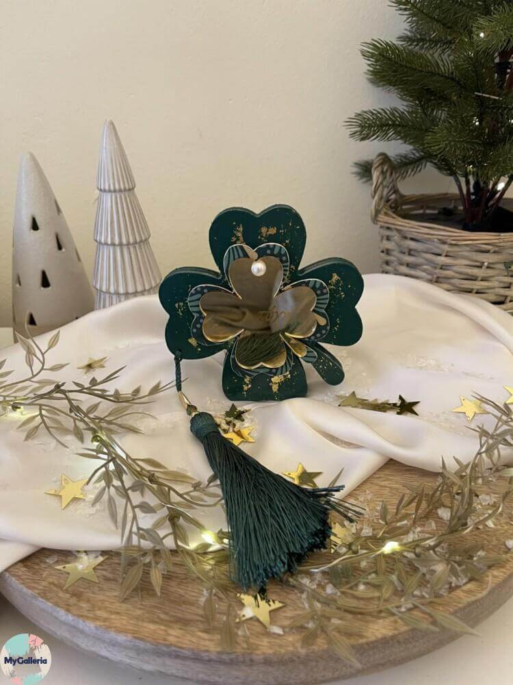 Green Xmas-Ξύλινο διακοσμητικό τριφύλι  με ευχές