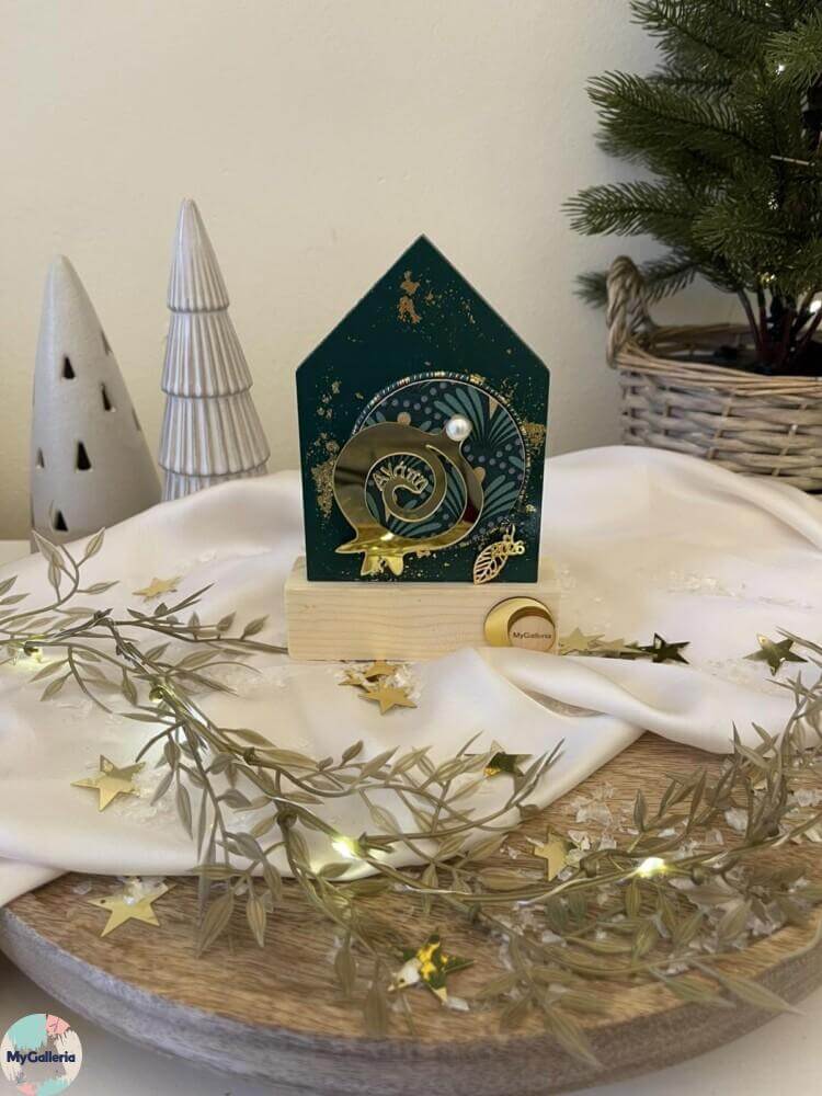 Green Xmas-Ξύλινο διακοσμητικό γούρι σπίτι με ευχές