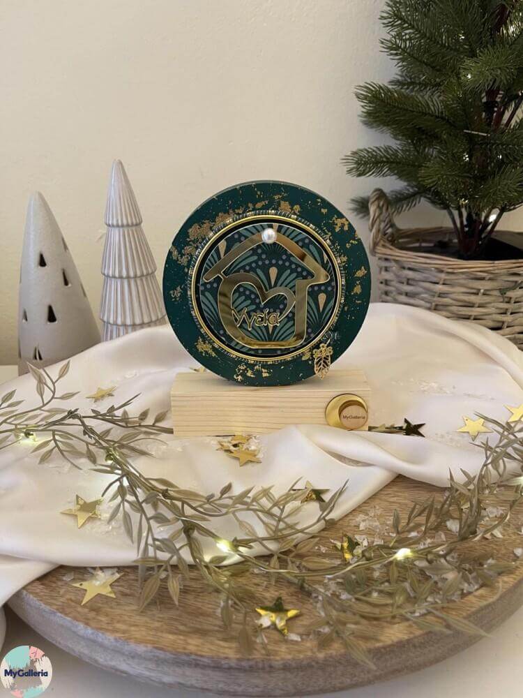 Green Xmas-Ξύλινο διακοσμητικό γούρι σπίτι με ευχές
