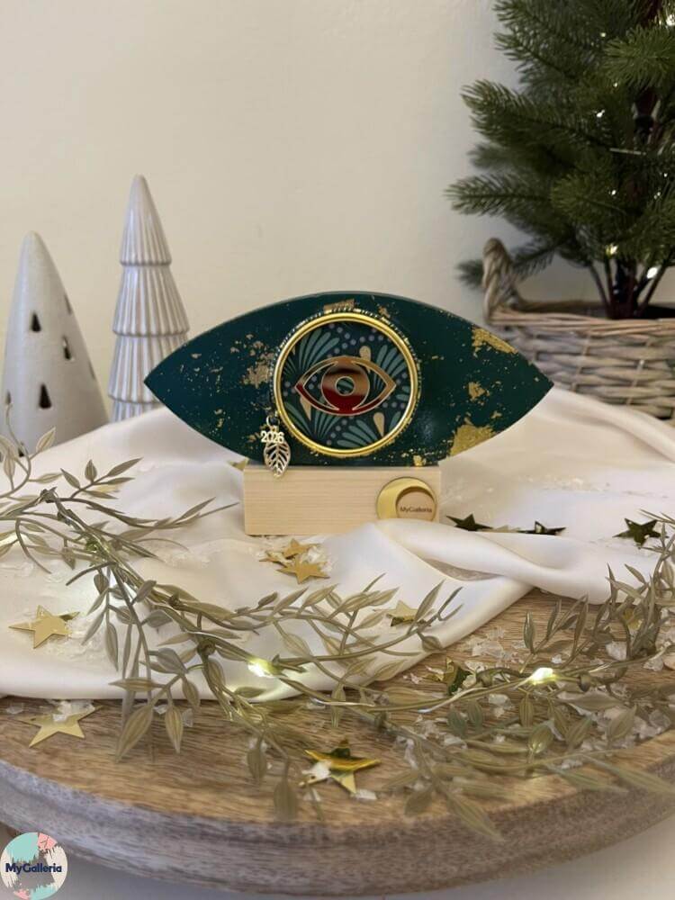 Green Xmas-Ξύλινο διακοσμητικό γούρι μάτι  με ευχές