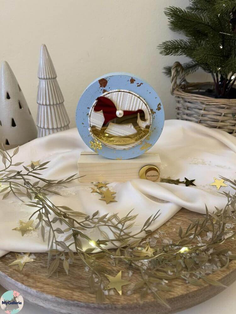 Charm-Επικαθήμενο διακοσμητικό με plexiglass αλογακι”Τα πρώτα χριστούγεννα μου Χριστούγεννα ”
