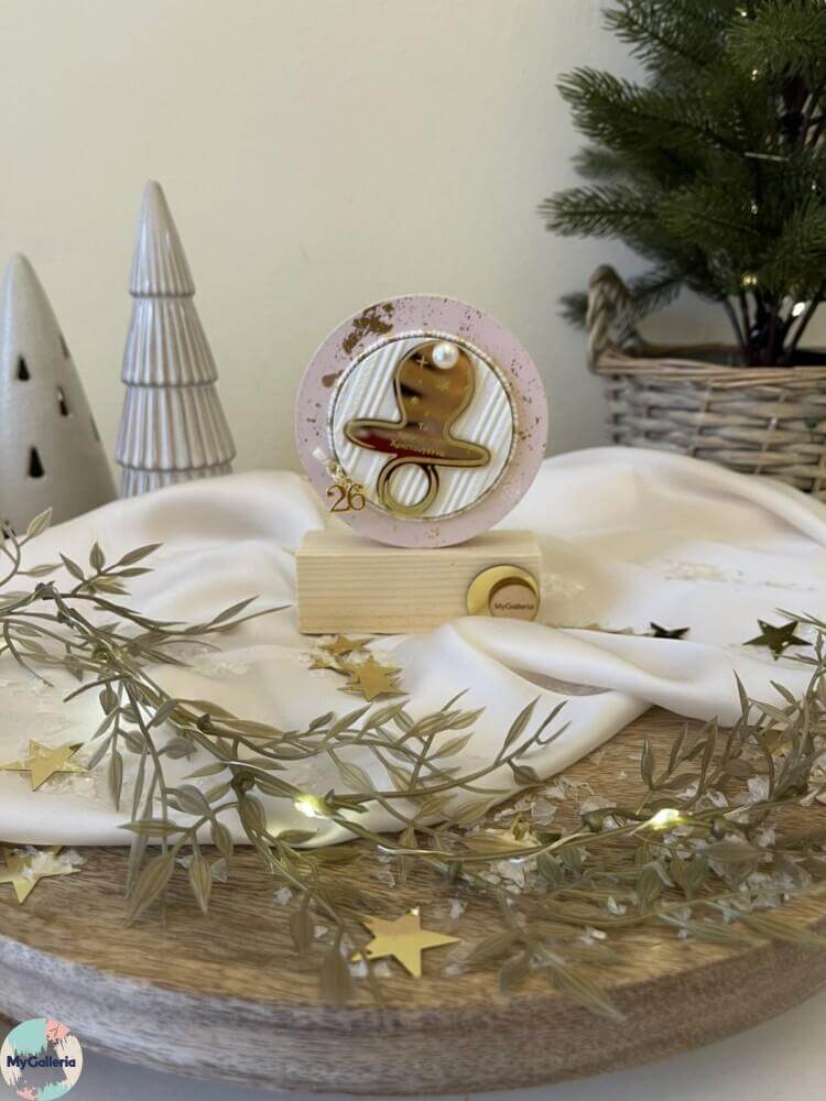 Charm-Επικαθήμενο διακοσμητικό με plexiglass πιπίλα ”Τα πρώτα χριστούγεννα μου Χριστούγεννα ”