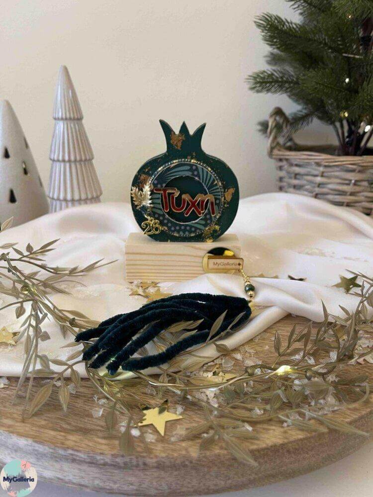 Green Xmas-Ξύλινο διακοσμητικό ρόδιμε ευχές