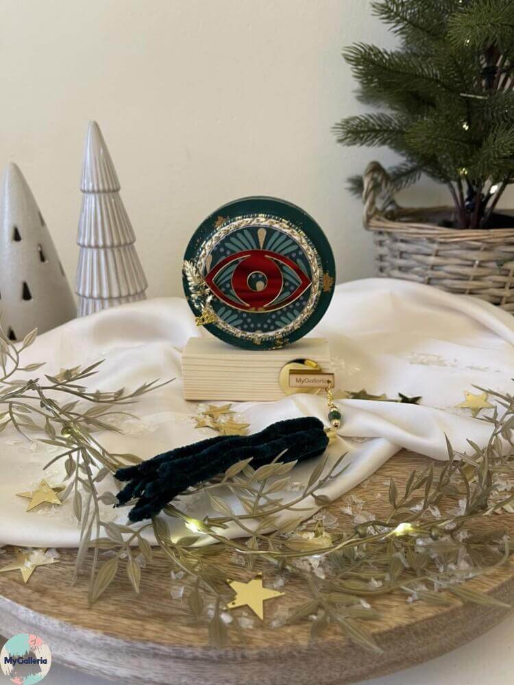Green Xmas-Ξύλινο διακοσμητικό μάτι