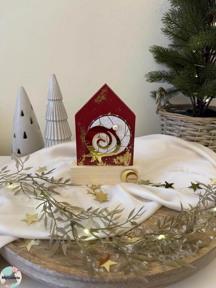 Red Xmas-Ξύλινο διακοσμητικό γούρι σπίτι με ευχές