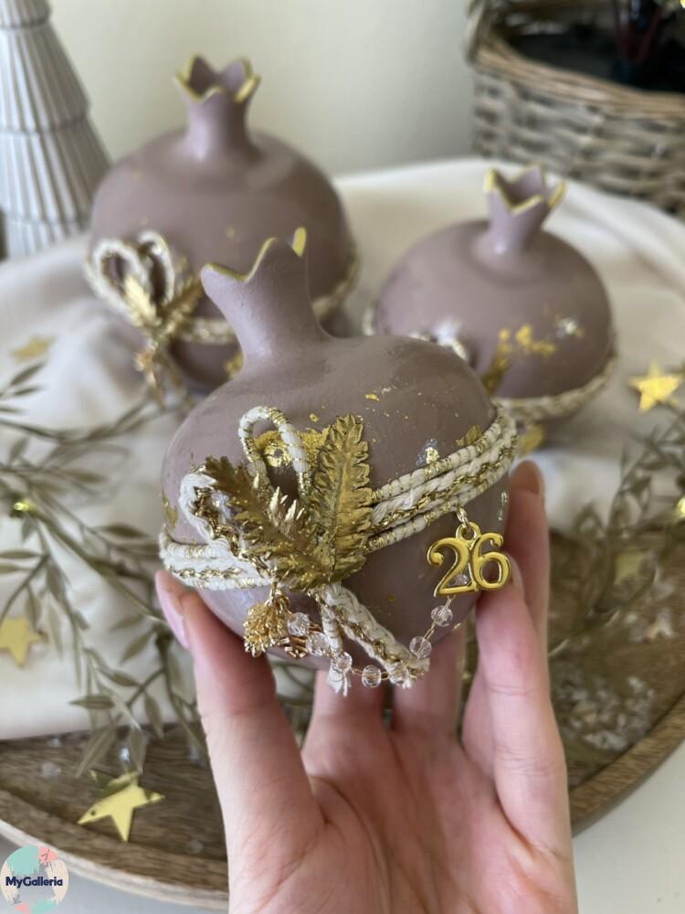 Brown Xmas-Κεραμικό ρόδι S