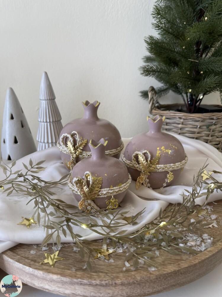 Brown Xmas-Κεραμικό ρόδι L