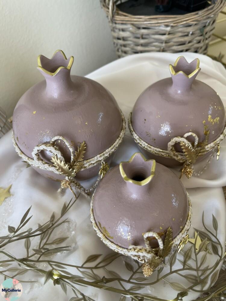 Brown Xmas-Κεραμικό ρόδι S