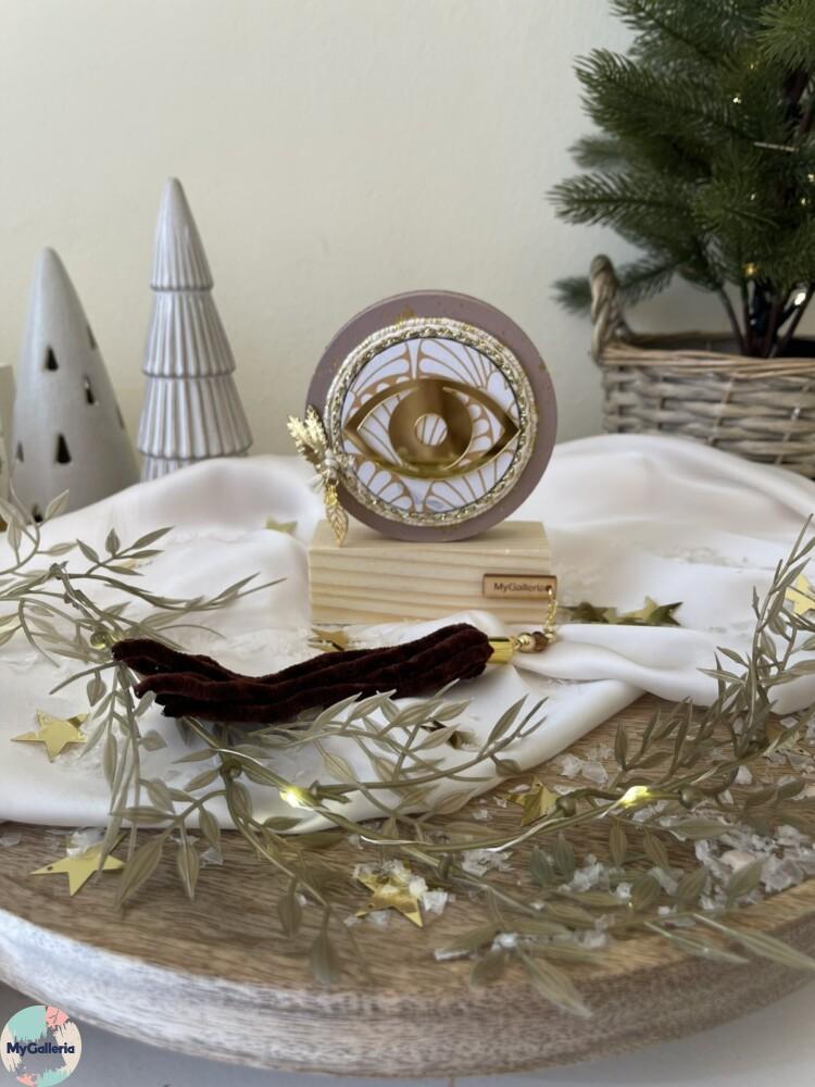 Brown Xmas-Ξύλινο διακοσμητικό μάτι