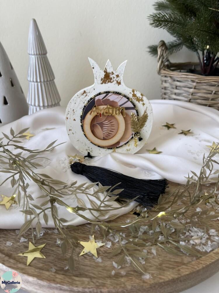 Black & White Xmas-Ξύλινο διακοσμητικό ρόδι με ευχές