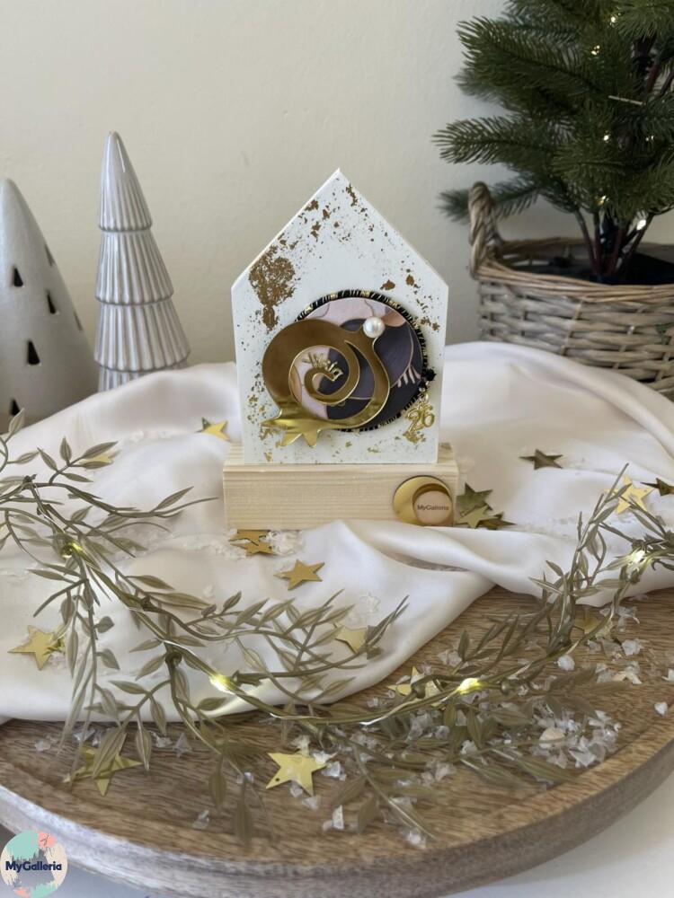 Black & White Xmas-Ξύλινο διακοσμητικό γούρι σπίτι με ευχές