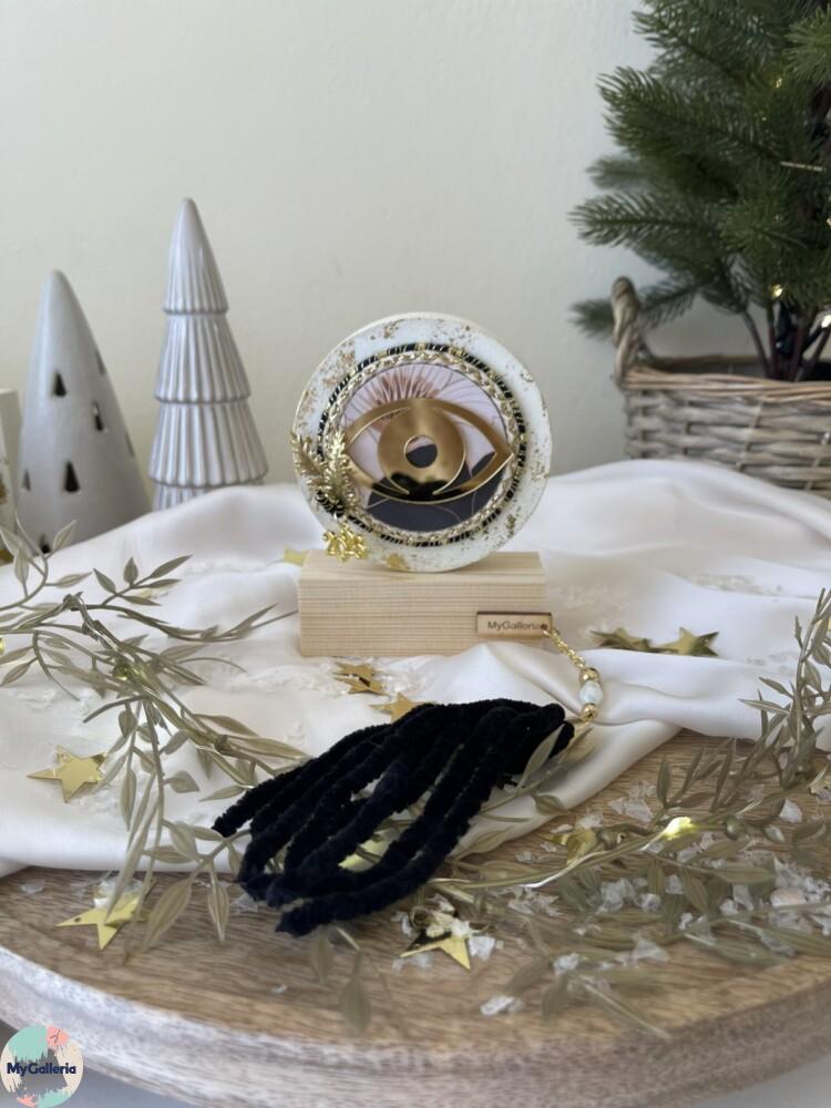 Black & White Xmas-Ξύλινο διακοσμητικό μάτι