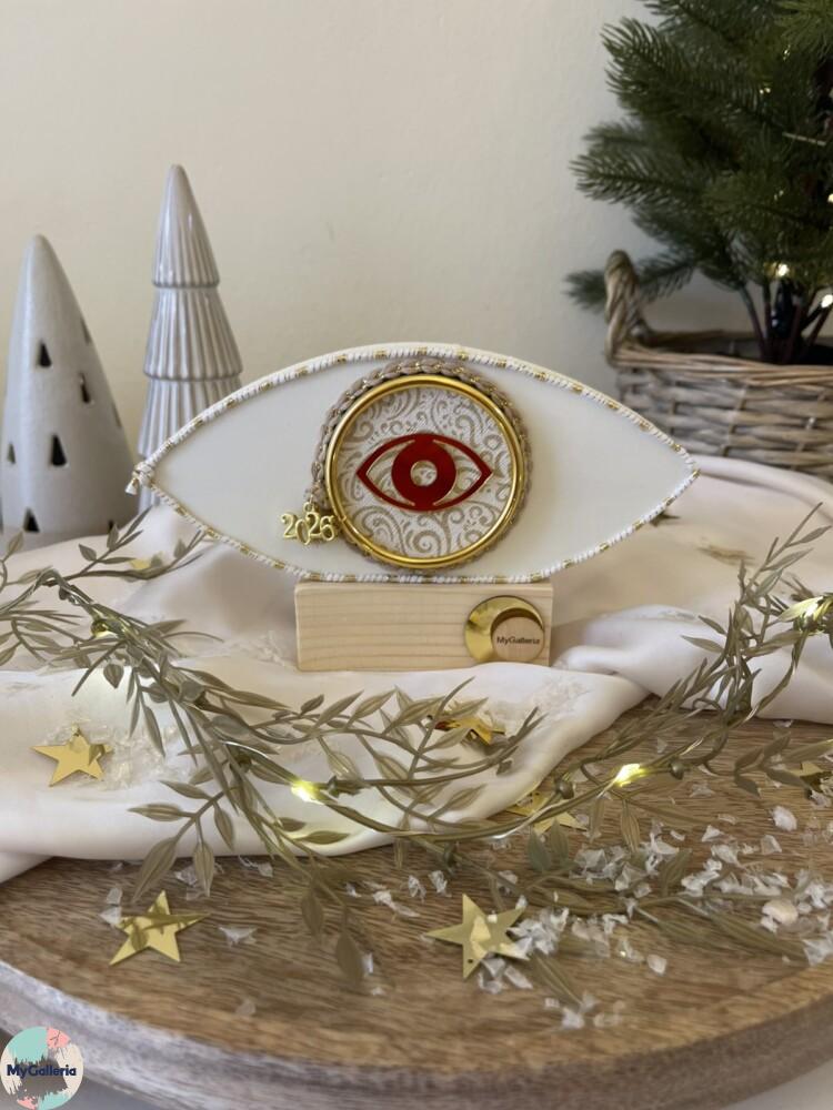 Sugar Xmas-Ξύλινο διακοσμητικό γούρι μάτι με ευχές