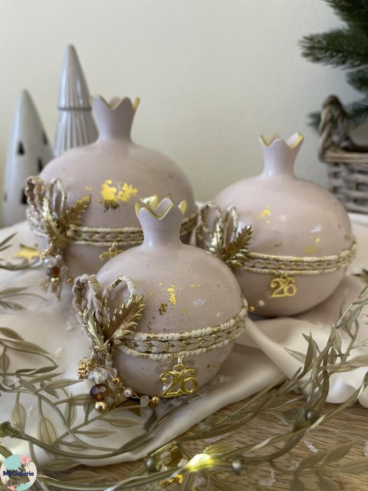 Beige Xmas-Κεραμικό ρόδι S