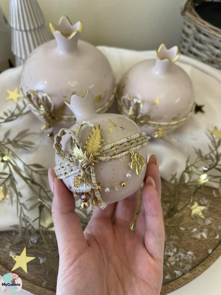 Beige Xmas-Κεραμικό ρόδι S