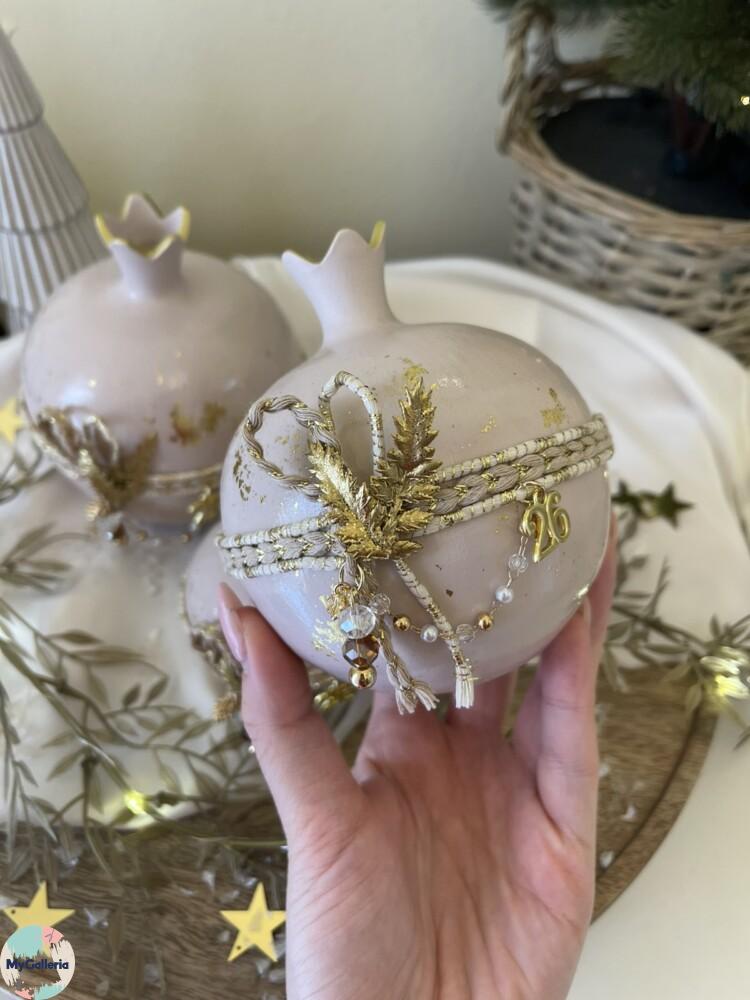 Beige Xmas-Κεραμικό ρόδι M
