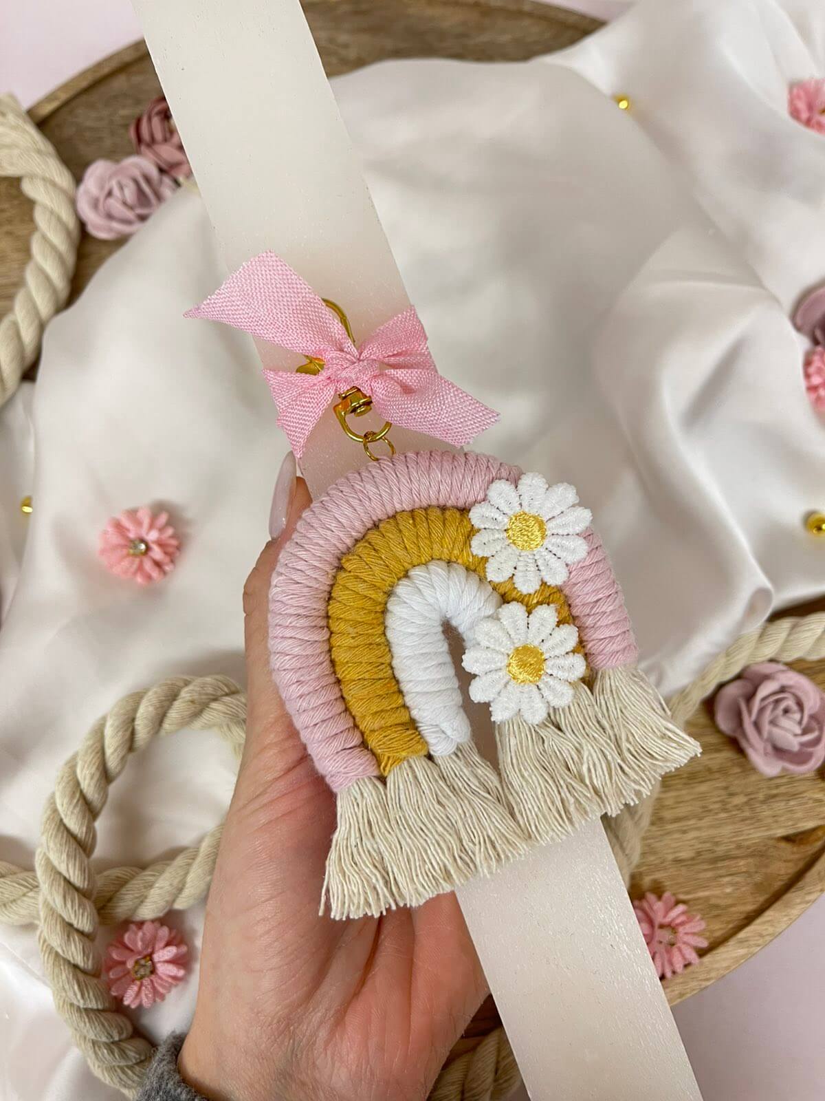 Παιδική Λαμπάδα -Μακραμέ Ουράνιο Τόξο